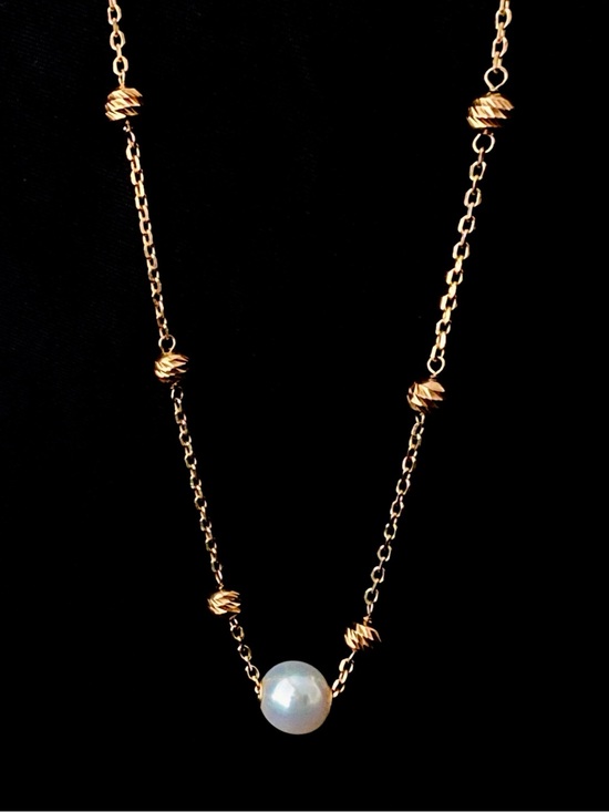 Jewelry - Sterling Silver .925 Gold Vermeil Pearl Station Necklace